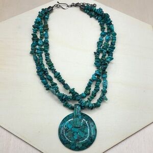 DTR Jay King turquoise  multi layer statement style necklace sterling silver 925